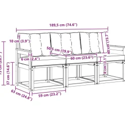 vidaXL Conjuntos De Muebles-Conjunto de sofás de exterior 3 pcs Gris Natural y Claro