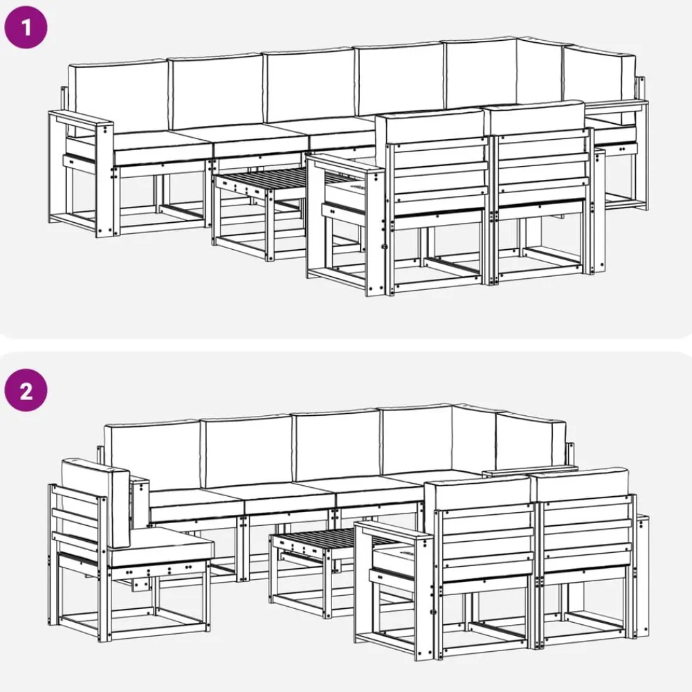 vidaXL Conjunto de sofás de exterior 9 pcs Natural y antracita Hot