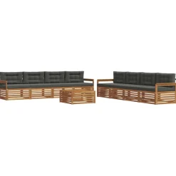 vidaXL Conjunto de sofás de exterior 9 pcs Natural y antracita Best