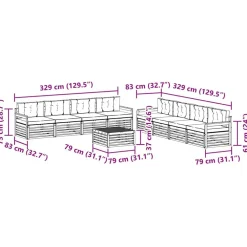 vidaXL Conjunto de sofás de exterior 9 pcs Natural y antracita Best