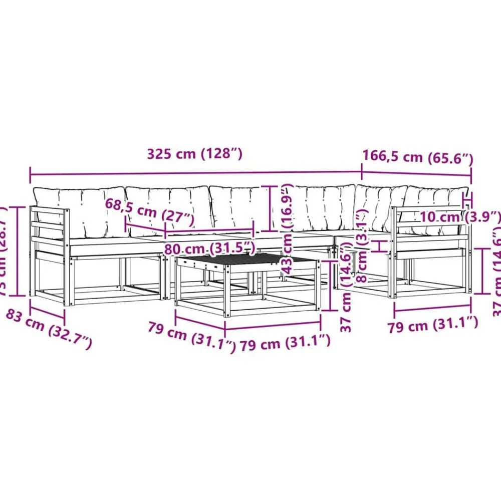 vidaXL Conjunto de sofás de exterior con cojín 6 pcs Natural y beige Clearance