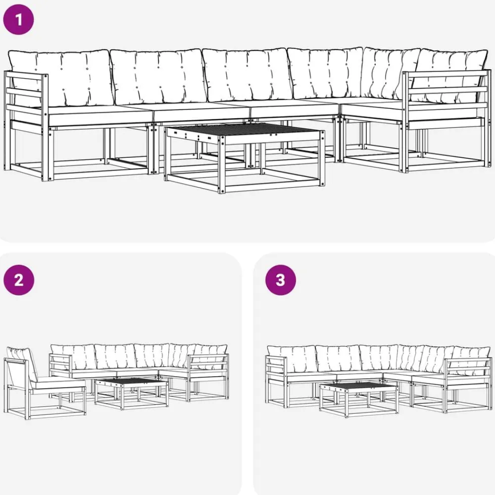 vidaXL Conjunto de sofás de exterior con cojín 6 pcs Natural y beige Clearance