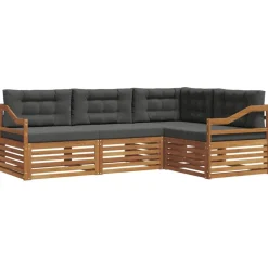 vidaXL Conjunto de sofás de exterior 4 pcs Natural y antracita Clearance
