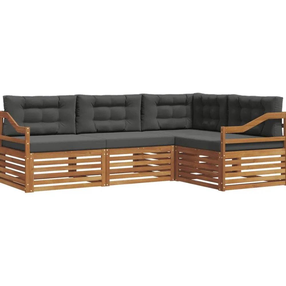 vidaXL Conjunto de sofás de exterior 4 pcs Natural y antracita Clearance