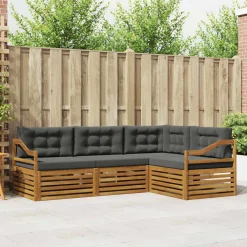 vidaXL Conjunto de sofás de exterior 4 pcs Natural y antracita Clearance