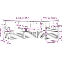 vidaXL Conjunto de sofás de exterior 4 pcs Natural y antracita Clearance