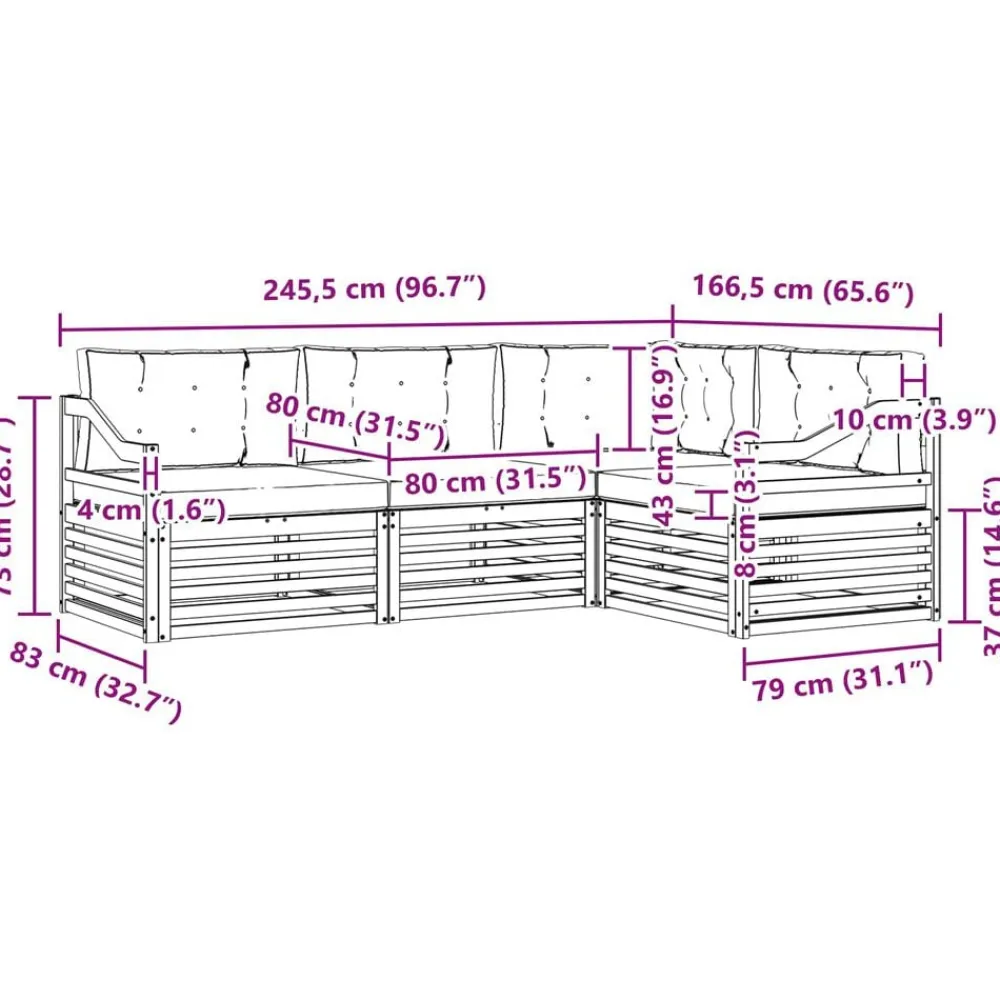 vidaXL Conjunto de sofás de exterior 4 pcs Natural y antracita Clearance