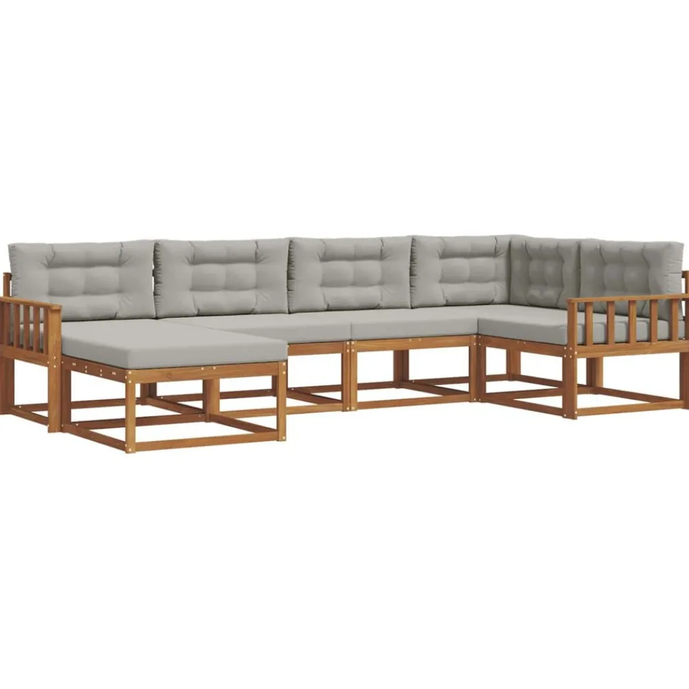 vidaXL Conjuntos De Muebles-Conjunto de sofás de exterior 6 pcs Gris Natural y Claro