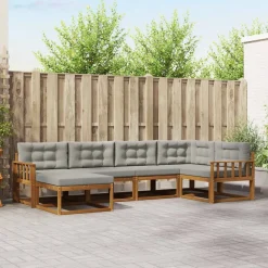 vidaXL Conjuntos De Muebles-Conjunto de sofás de exterior 6 pcs Gris Natural y Claro