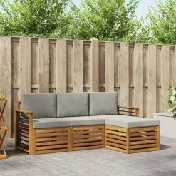 vidaXL Conjunto de sofás de exterior 4 pcs Gris Natural y Claro Gris claro y natural Clearance