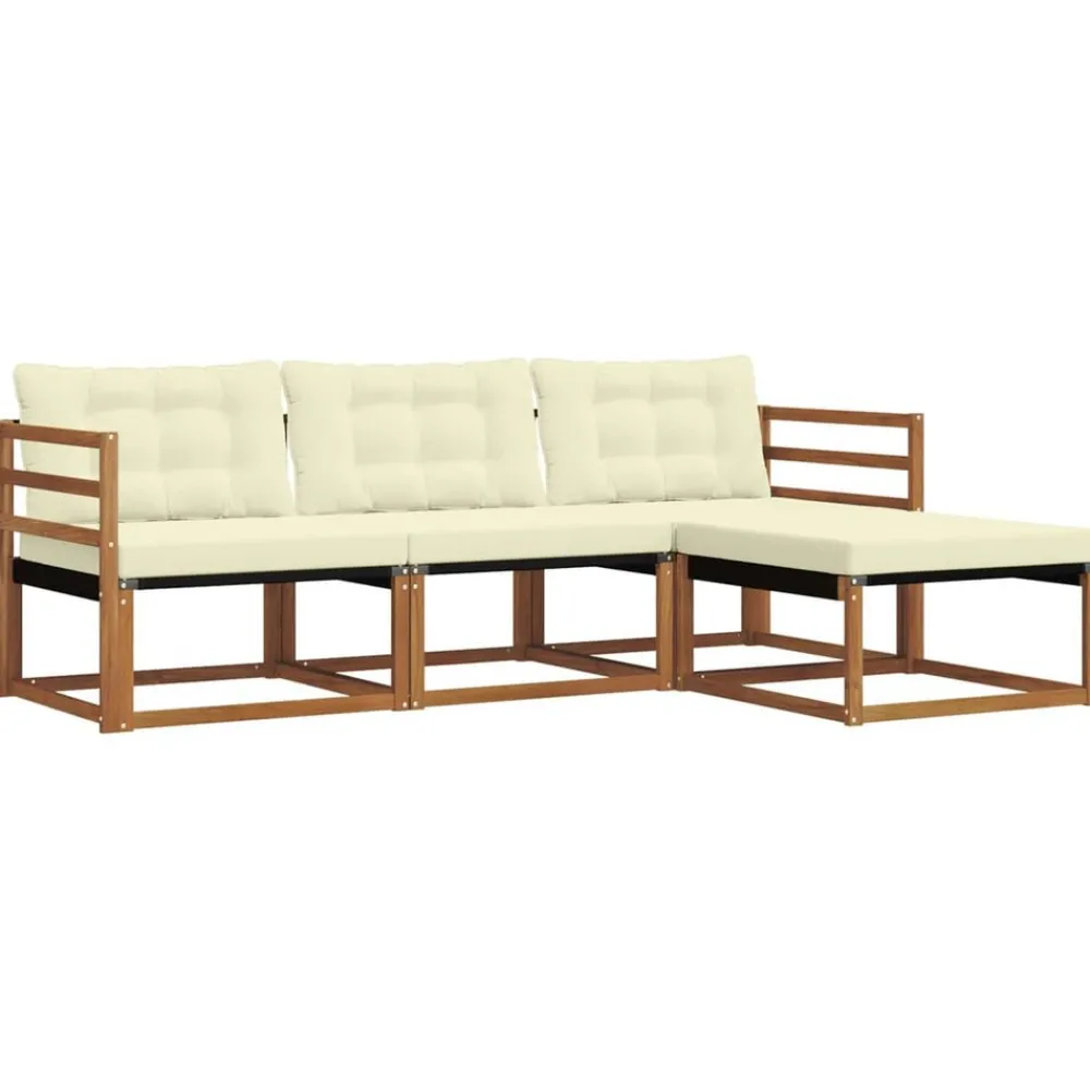 vidaXL Conjuntos De Muebles-Conjunto de sofás de exterior con cojín 4 pcs
