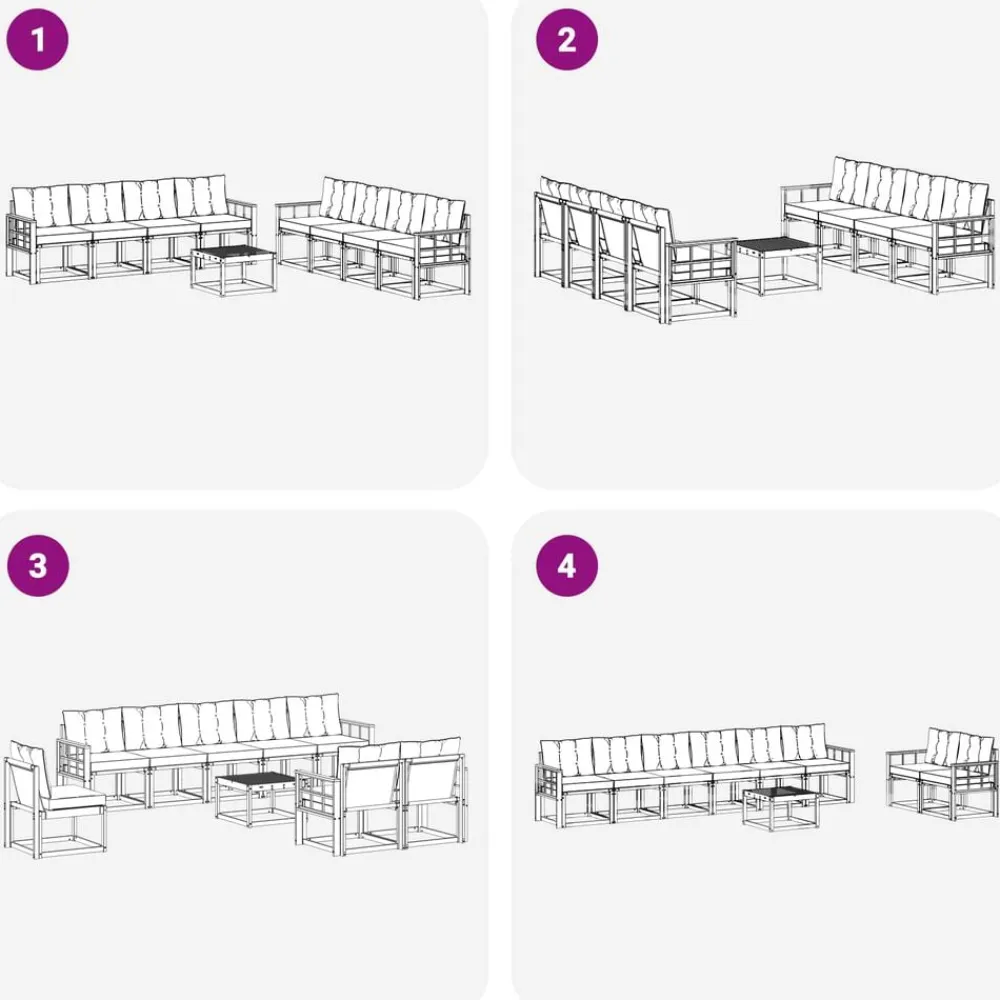 vidaXL Conjuntos De Muebles-Conjunto de sofás de exterior 9 pcs Gris Natural y Claro