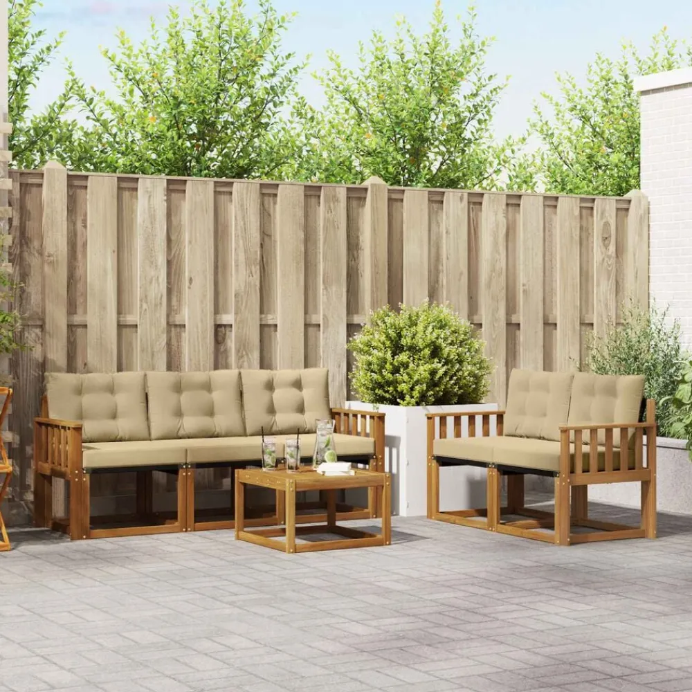 vidaXL Conjuntos De Muebles-Conjunto de sofás de exterior con cojín 6 pcs