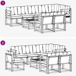 vidaXL Conjuntos De Muebles-Conjunto de sofás de exterior con cojín 9 pcs