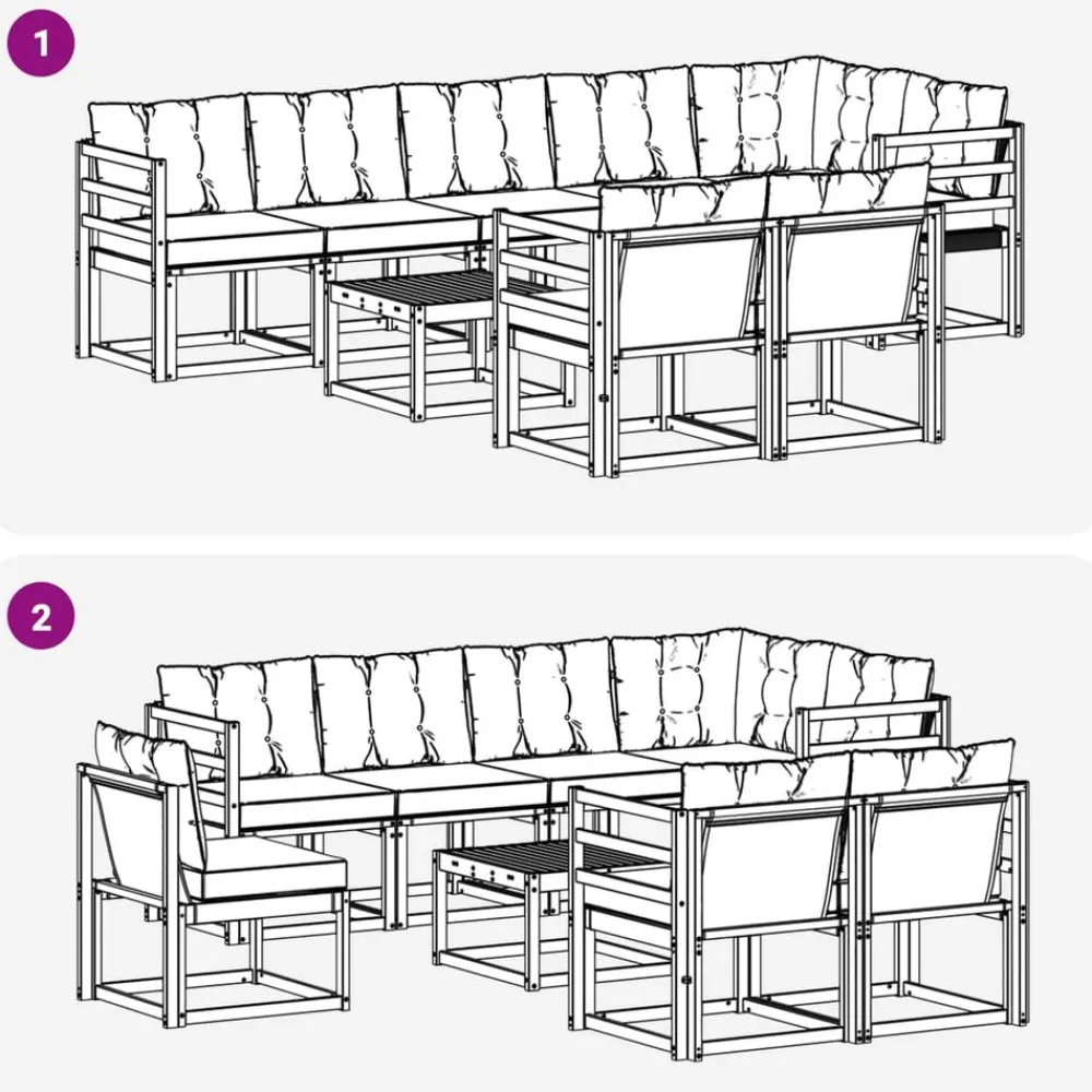 vidaXL Conjuntos De Muebles-Conjunto de sofás de exterior con cojín 9 pcs