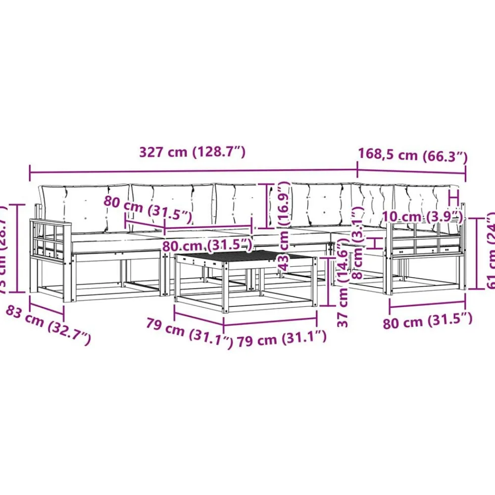 vidaXL Conjuntos De Muebles-Conjunto de sofás de exterior 6 pcs