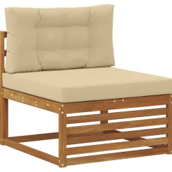 vidaXL Conjunto de sofás de exterior con cojín 6 pcs Natural y beige Outlet