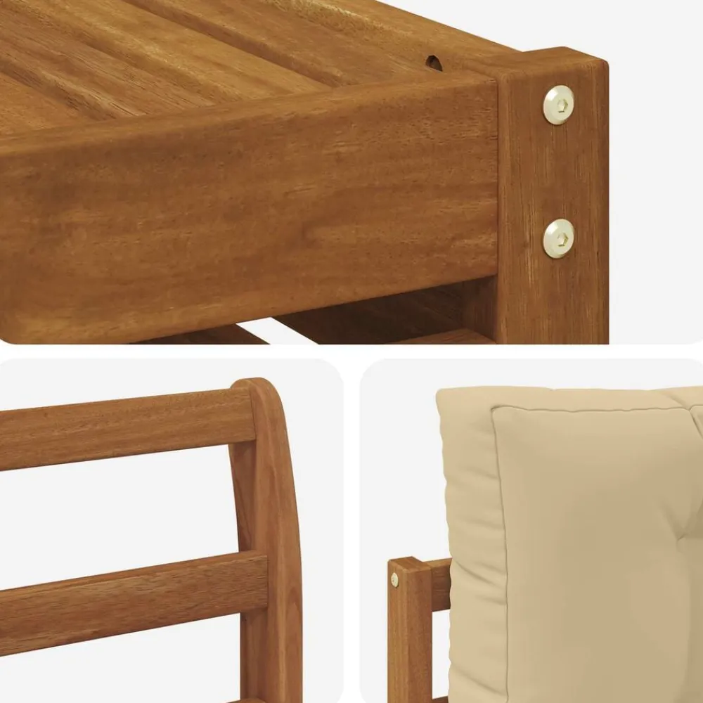 vidaXL Conjunto de sofás de exterior con cojín 6 pcs Natural y beige Outlet