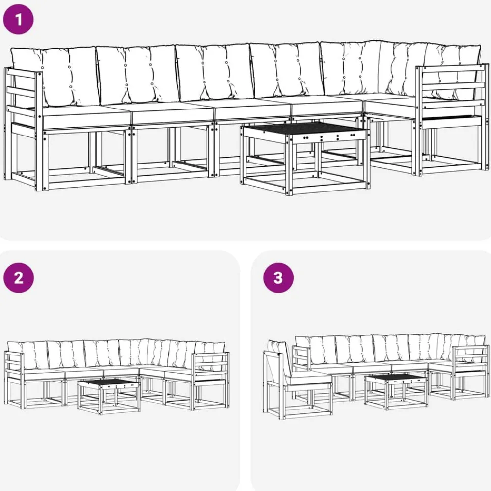 vidaXL Conjuntos De Muebles-Conjunto de sofás de exterior con cojín 7 pcs