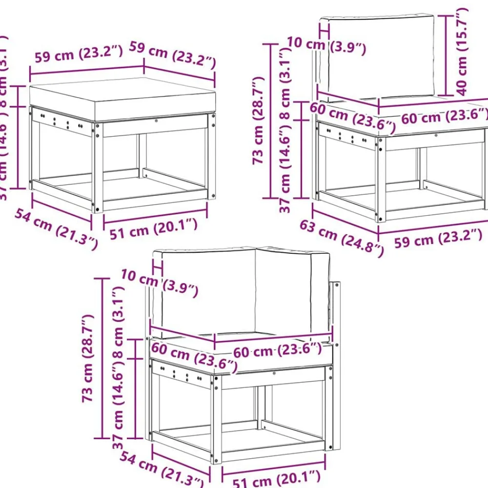 vidaXL Conjuntos De Muebles-Conjunto de sofás de exterior 7 pcs