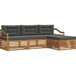 vidaXL Conjunto de sofás de exterior 4 pcs Natural y antracita Discount