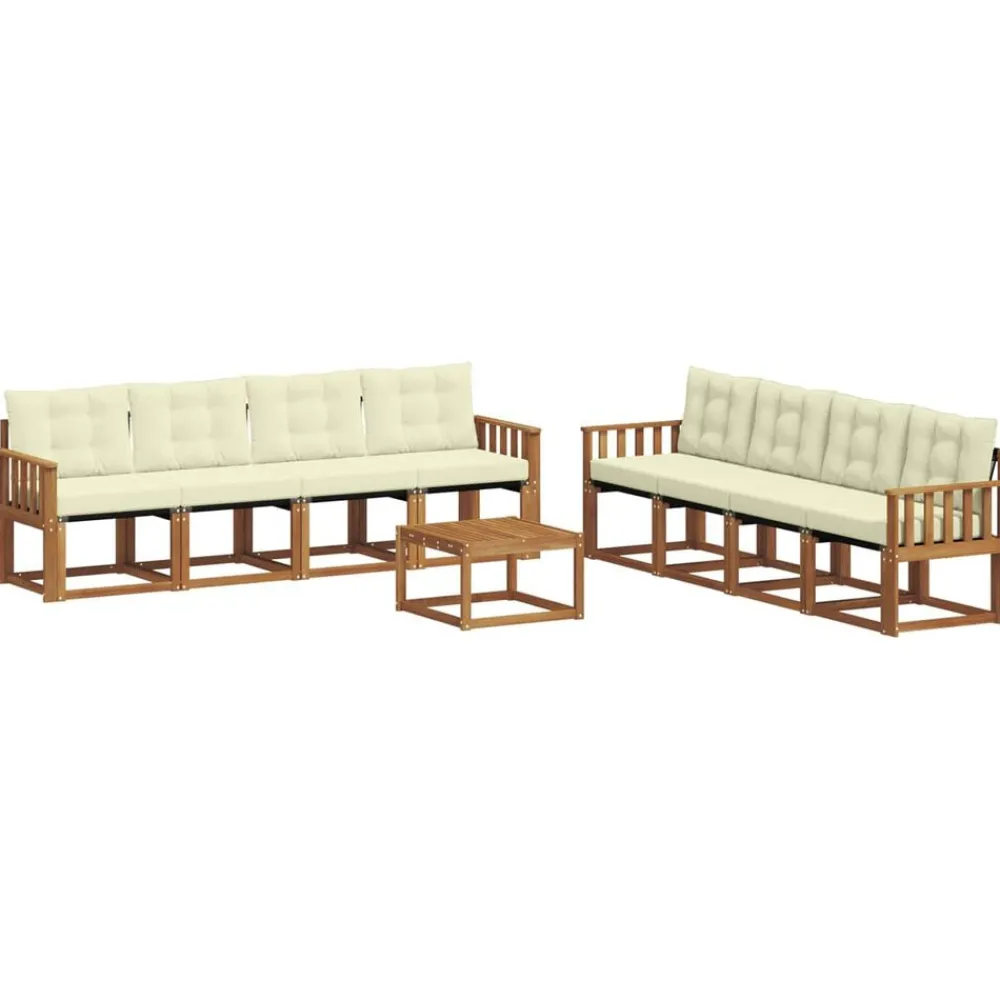 vidaXL Conjuntos De Muebles-Conjunto de sofás de exterior con cojín 9 pcs