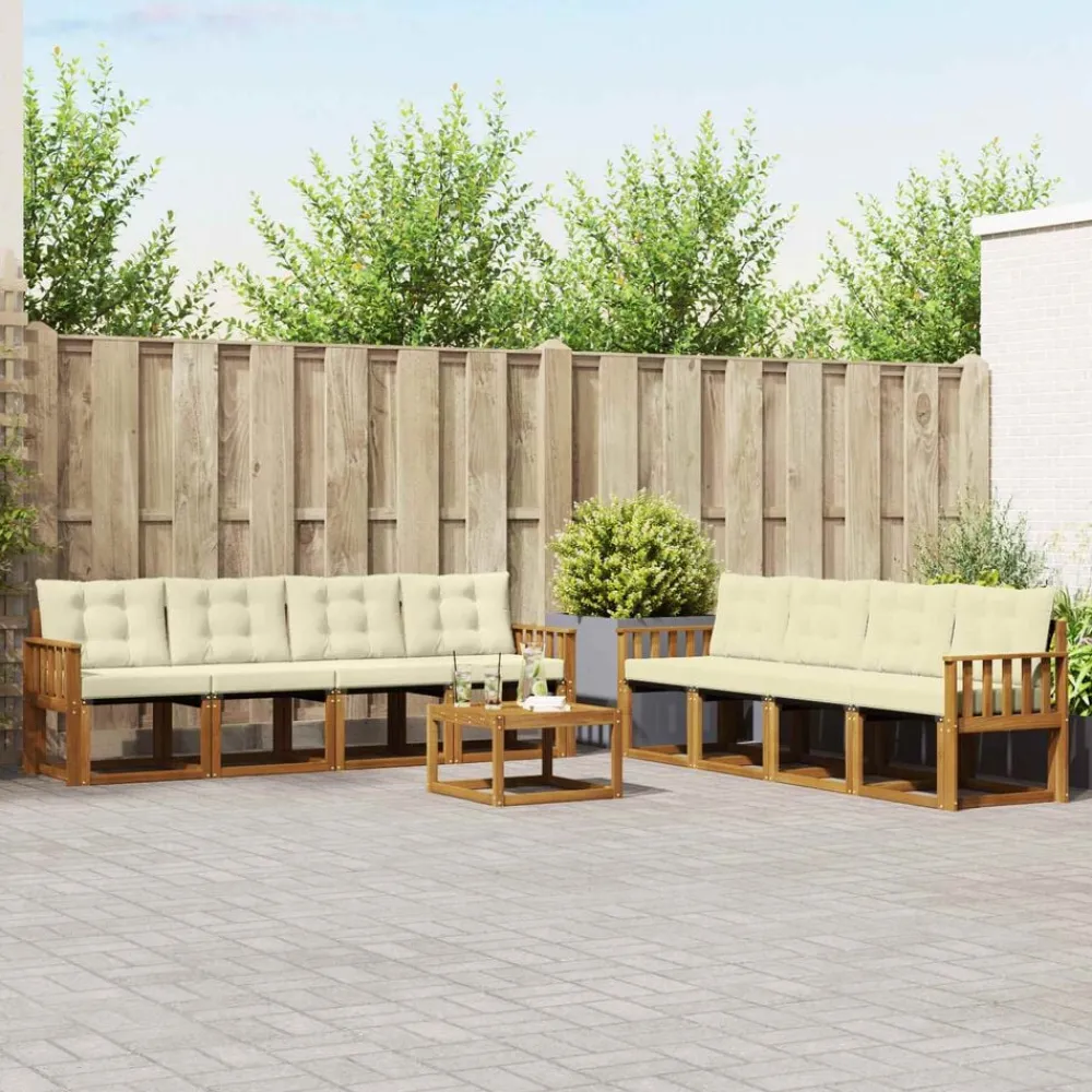 vidaXL Conjuntos De Muebles-Conjunto de sofás de exterior con cojín 9 pcs