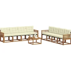 vidaXL Conjuntos De Muebles-Conjunto de sofás de exterior con cojín 9 pcs