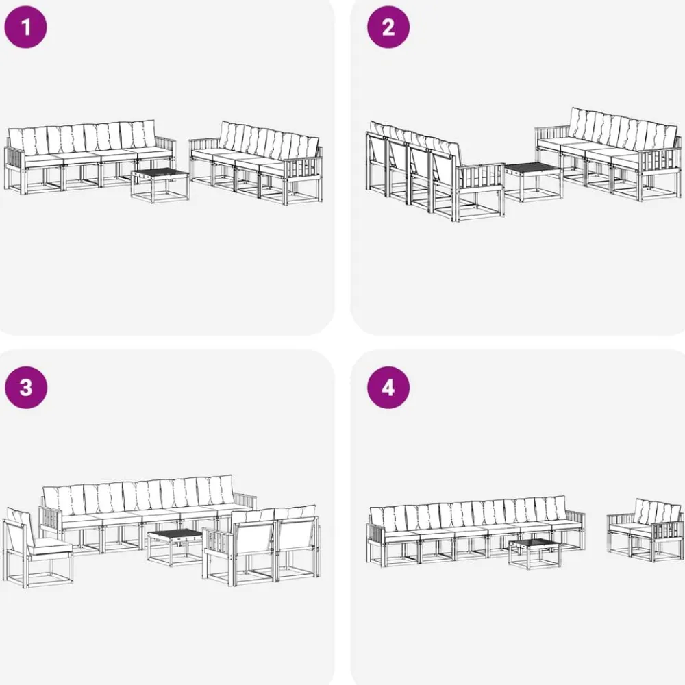 vidaXL Conjuntos De Muebles-Conjunto de sofás de exterior con cojín 9 pcs