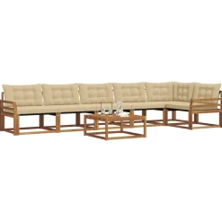 vidaXL Conjunto de sofás de exterior con cojín 7 pcs Natural y beige Best