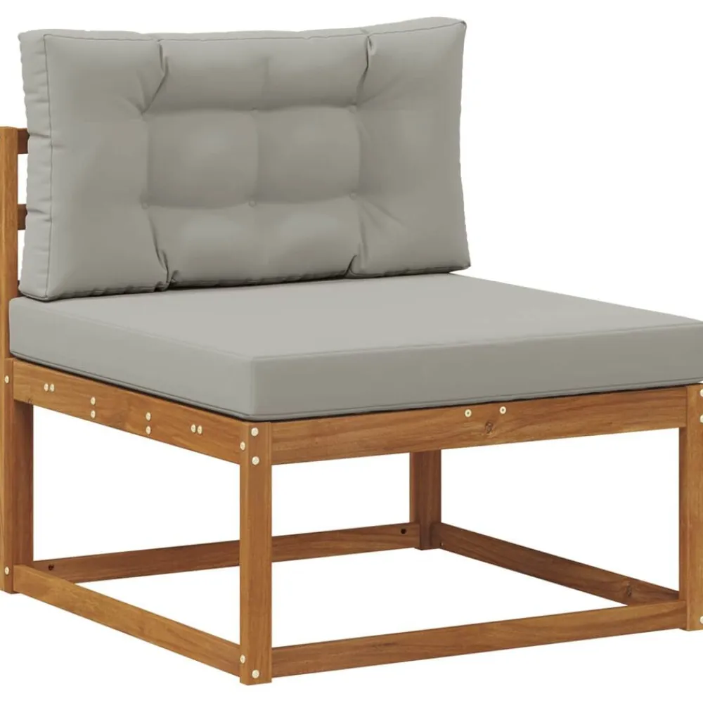 vidaXL Conjuntos De Muebles-Conjunto de sofás de exterior 9 pcs Gris Natural y Claro