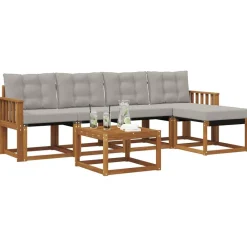 vidaXL Conjunto de sofás de exterior 6 pcs Gris Natural y Claro Gris claro y natural