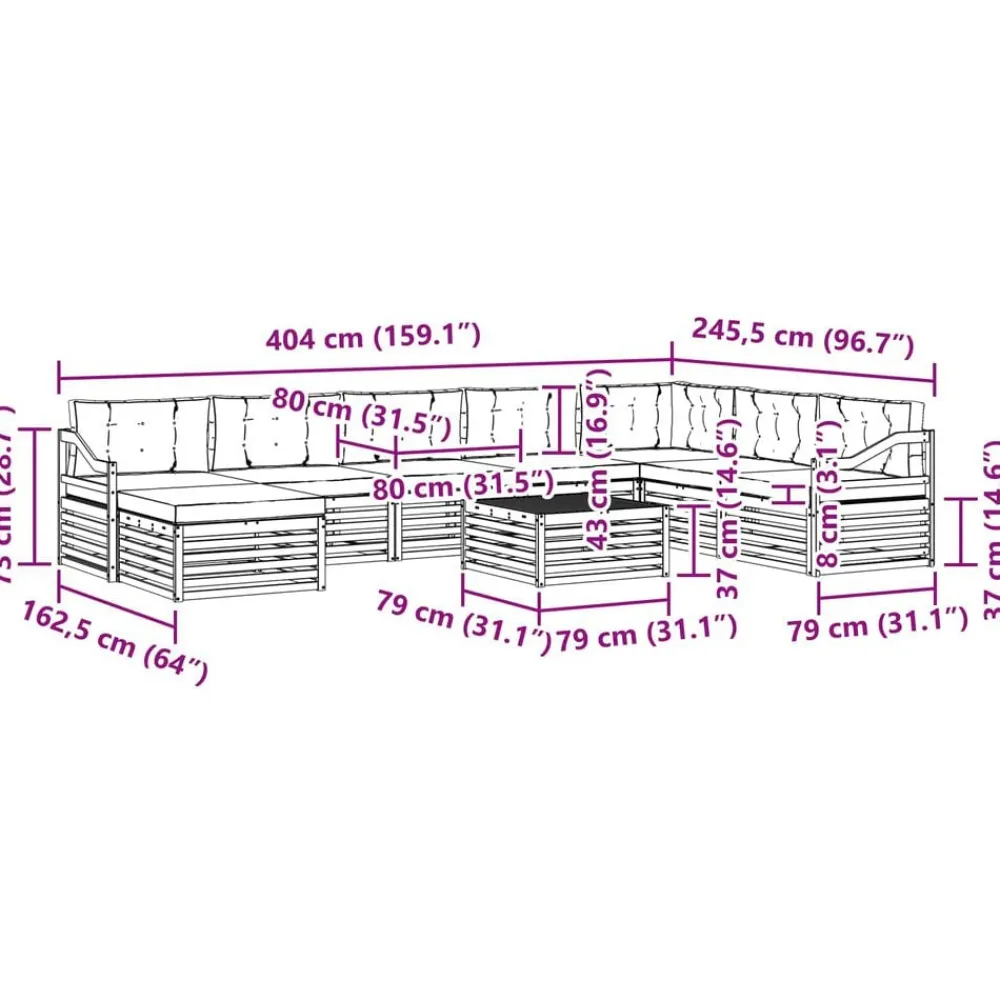 vidaXL Conjunto de sofás de exterior con cojín 9 pcs Natural y beige Hot