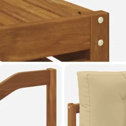 vidaXL Conjunto de sofás de exterior con cojín 9 pcs Natural y beige Hot