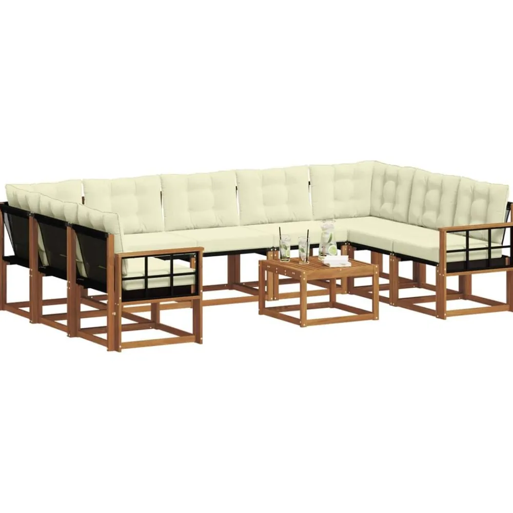 vidaXL Conjuntos De Muebles-Conjunto de sofás de exterior con cojín 10 pcs