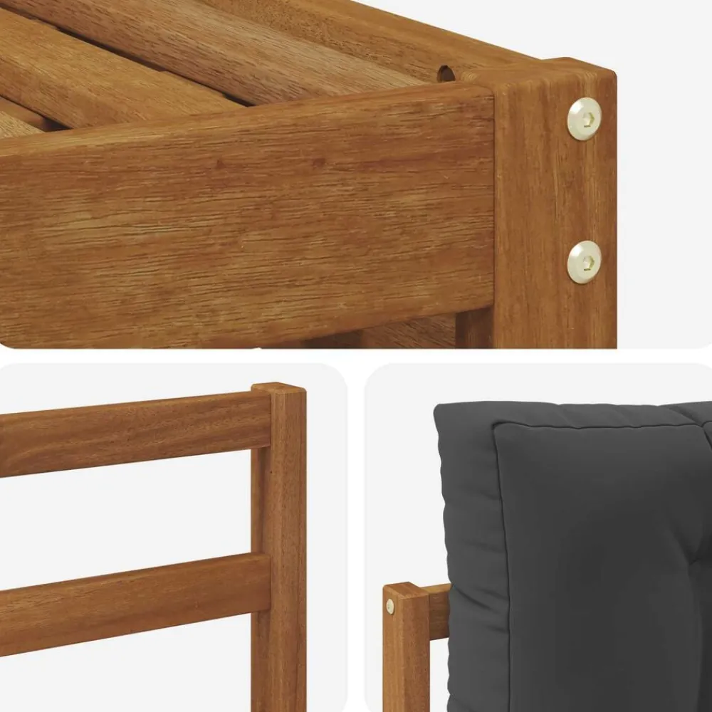 vidaXL Conjunto de sofás de exterior 5 pcs Natural y antracita New