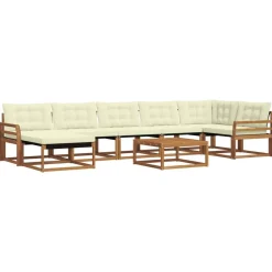 vidaXL Conjunto de sofás de exterior con cojín 22 pcs Natural y crema Discount