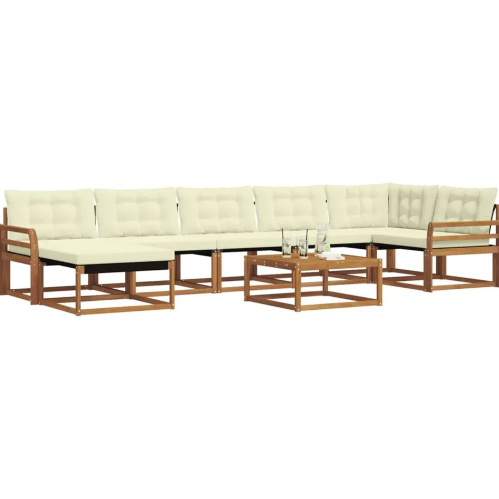 vidaXL Conjunto de sofás de exterior con cojín 22 pcs Natural y crema Discount