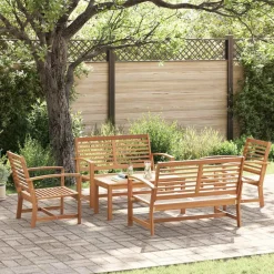 vidaXL Muebles De Jardín-Conjunto de sofás de jardín 5 pcs Madera de teca maciza