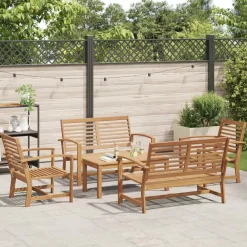 vidaXL Muebles De Jardín-Conjunto de sofás de jardín 5 pcs Madera de teca maciza