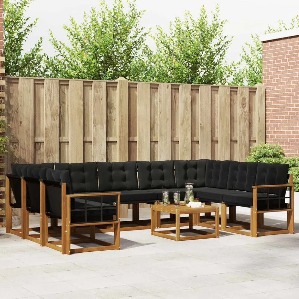 vidaXL Conjuntos De Muebles-Conjunto de sofás de exterior con cojín 10 pcs