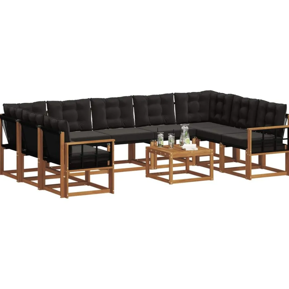 vidaXL Conjuntos De Muebles-Conjunto de sofás de exterior con cojín 10 pcs