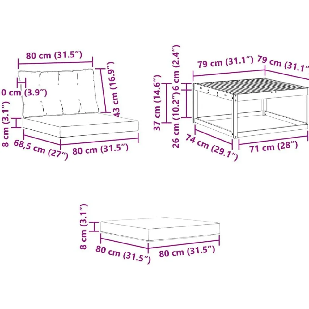 vidaXL Conjunto de sofás de exterior con cojín 4 pcs Natural y negro Online