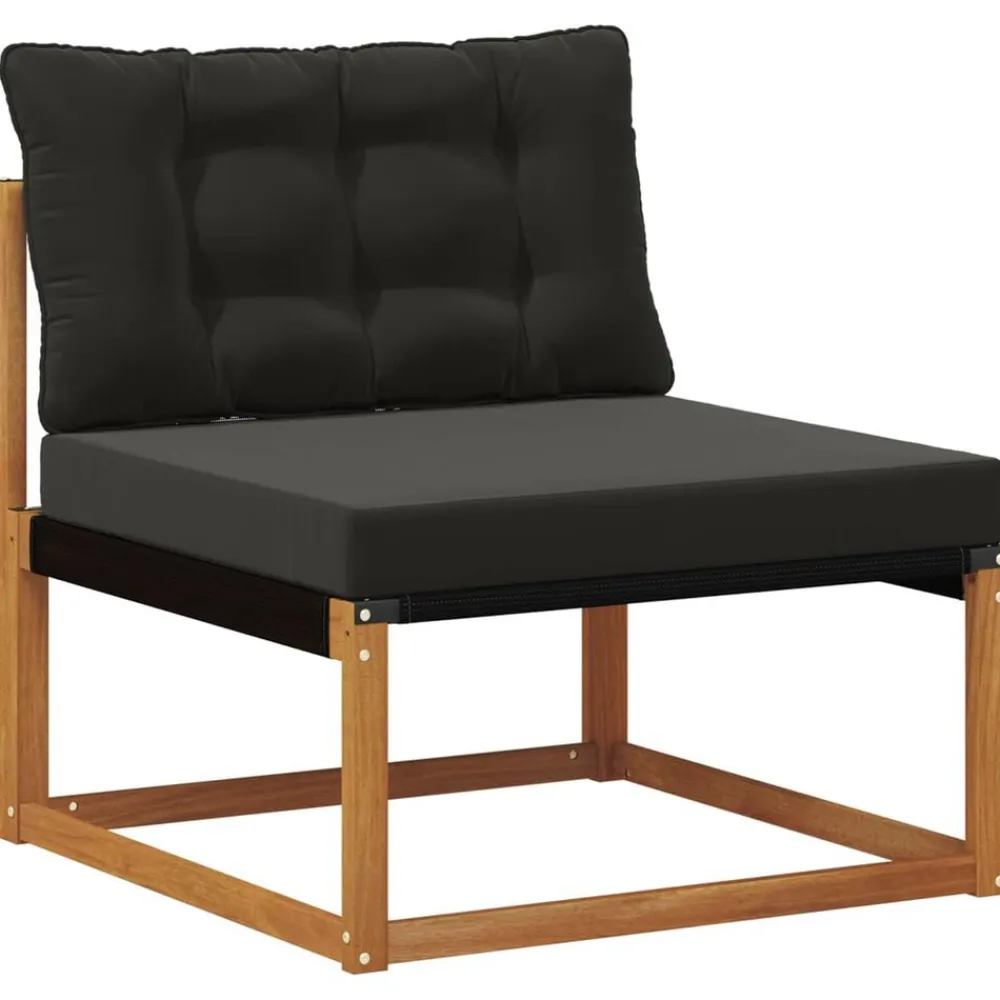 vidaXL Conjunto de sofás de exterior con cojín 4 pcs Natural y negro Online