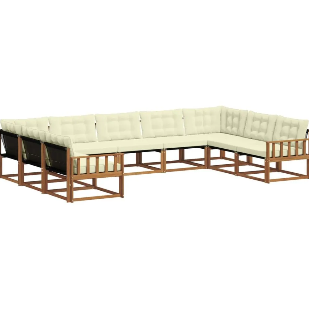 vidaXL Conjunto de sofás de exterior con cojín 9 pcs Natural y crema Hot