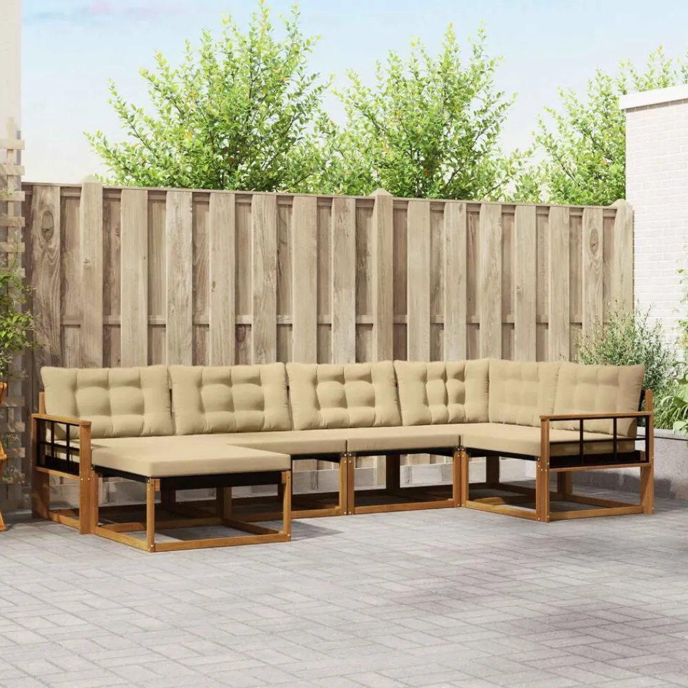 vidaXL Conjuntos De Muebles-Conjunto de sofás de exterior con cojín 6 pcs