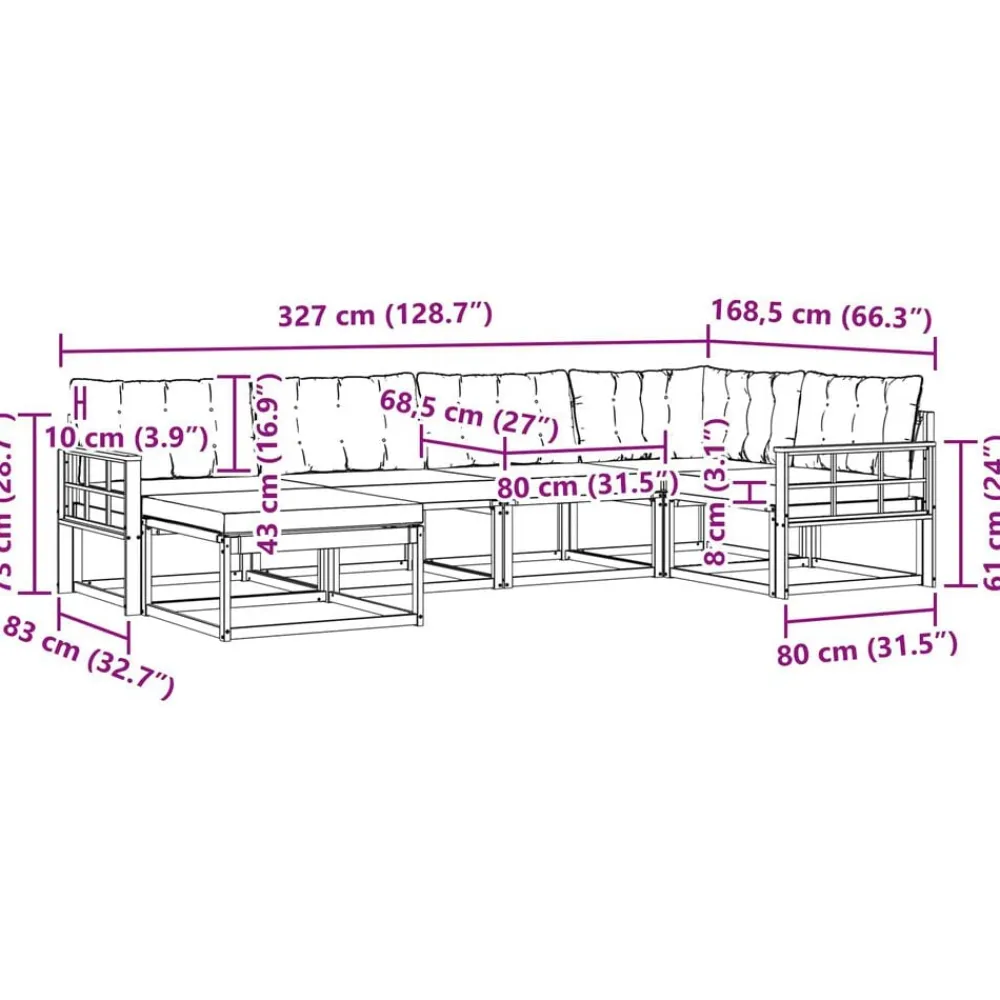 vidaXL Conjuntos De Muebles-Conjunto de sofás de exterior con cojín 6 pcs