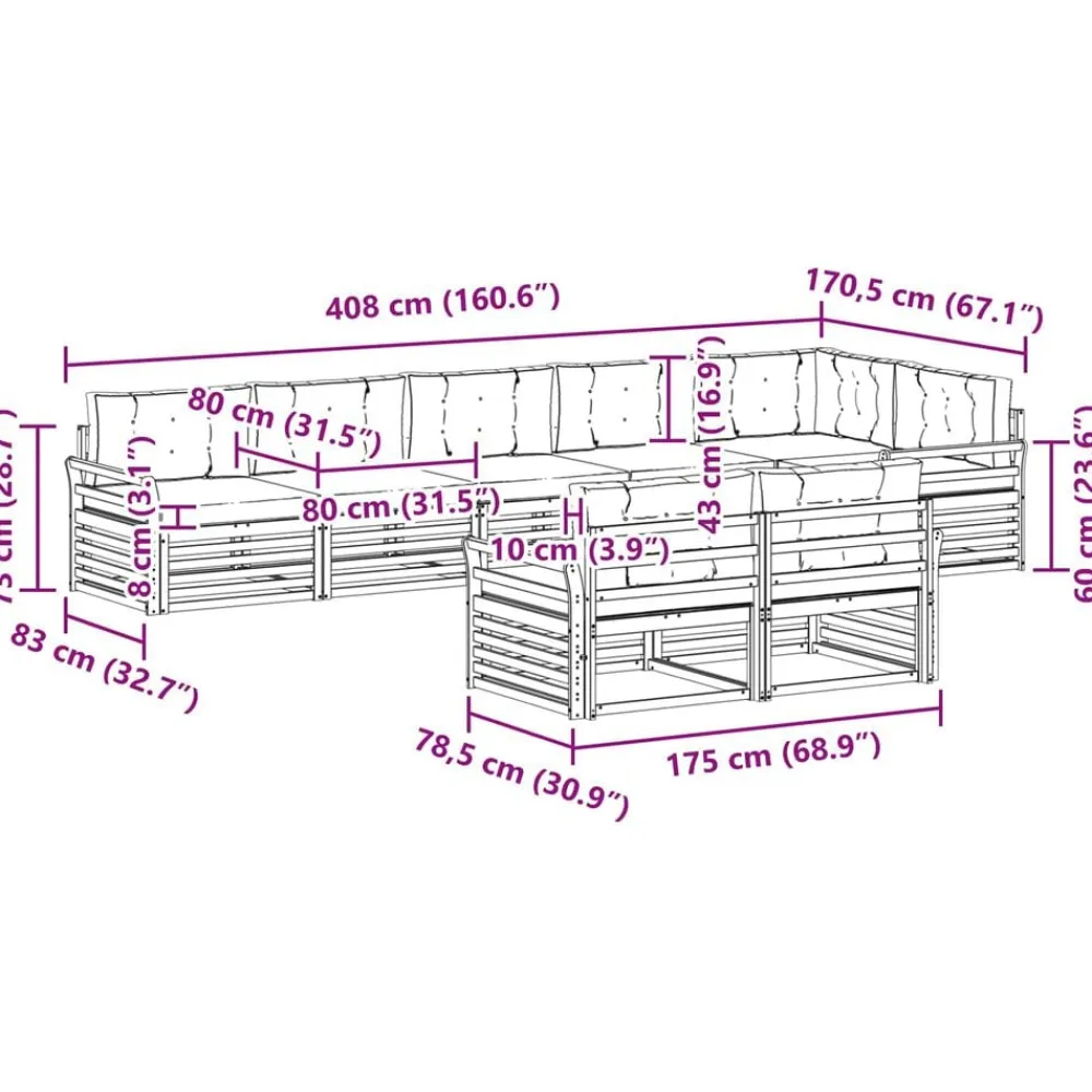 vidaXL Conjuntos De Muebles-Conjunto de sofás de exterior 8 pcs