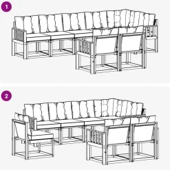 vidaXL Conjunto de sofás de exterior con cojín 8 pcs Natural y beige Clearance