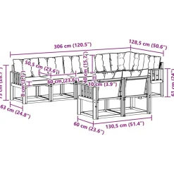 vidaXL Conjunto de sofás de exterior con cojín 8 pcs Natural y beige Clearance